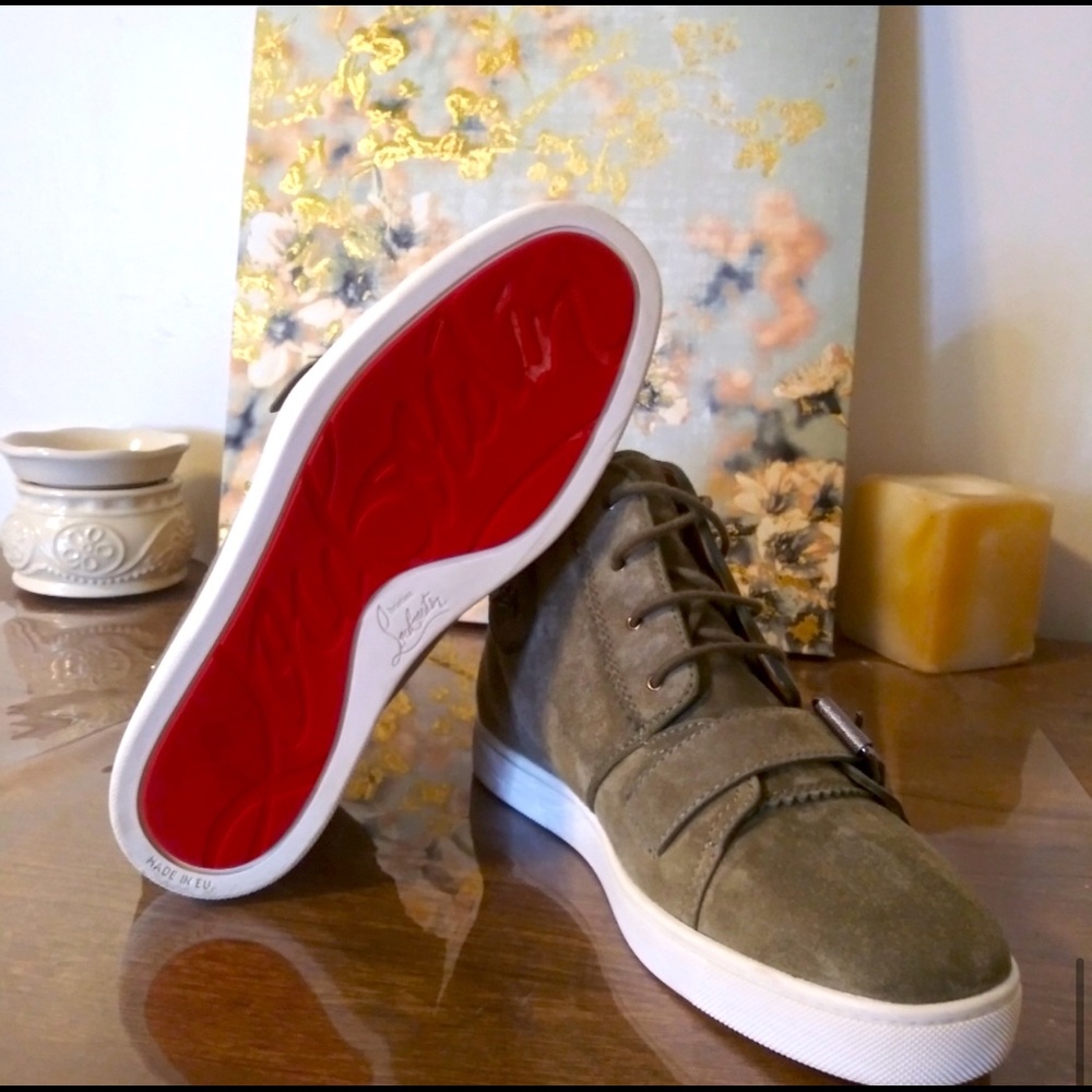 Green Suede Louboutin sneakers Sz 7 Men’s worn once! Authentic